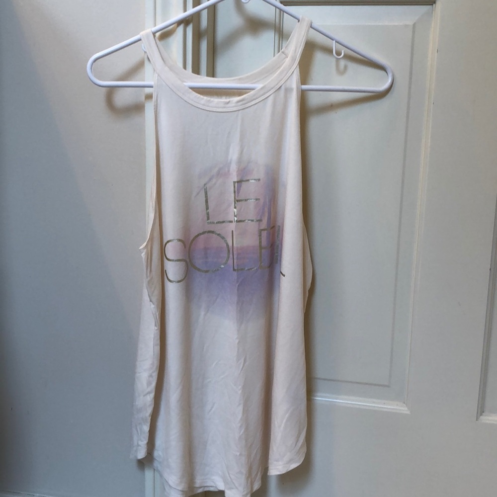 Cream/light pink graphic tank top